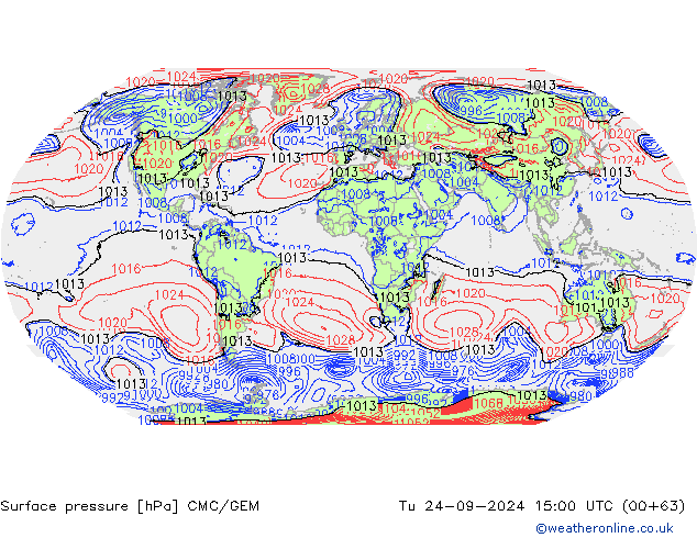 Surface pressure CMC/GEM Tu 24.09.2024 15 UTC