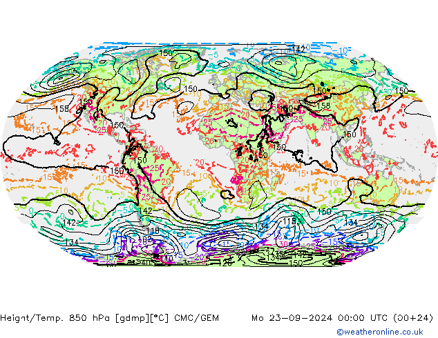 Height/Temp. 850 hPa CMC/GEM Mo 23.09.2024 00 UTC