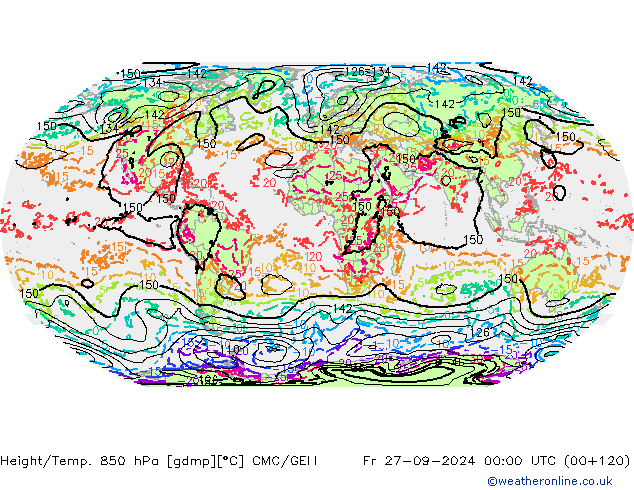 Height/Temp. 850 hPa CMC/GEM Fr 27.09.2024 00 UTC