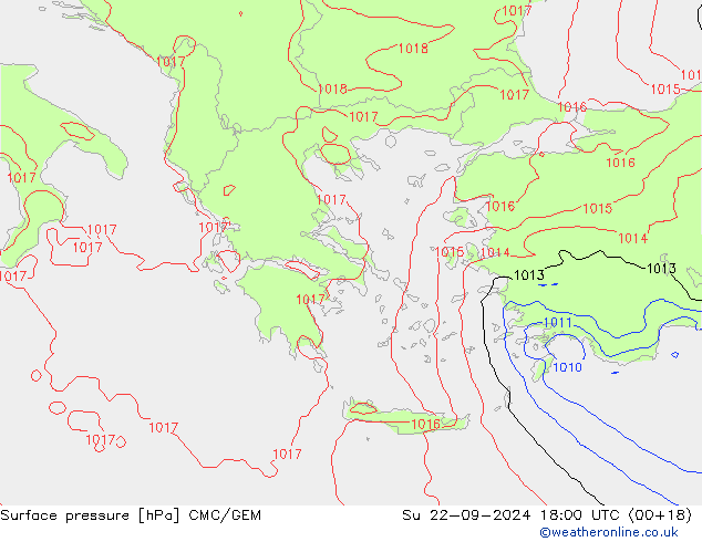 Surface pressure CMC/GEM Su 22.09.2024 18 UTC