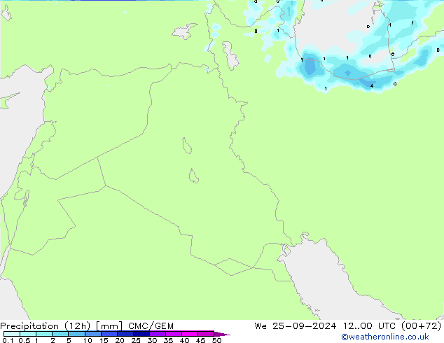 Precipitation (12h) CMC/GEM St 25.09.2024 00 UTC