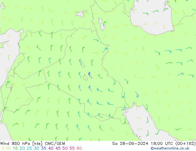 Wind 850 hPa CMC/GEM So 28.09.2024 18 UTC