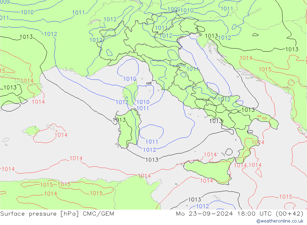 Luchtdruk (Grond) CMC/GEM ma 23.09.2024 18 UTC