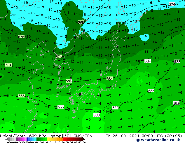 Hoogte/Temp. 500 hPa CMC/GEM do 26.09.2024 00 UTC