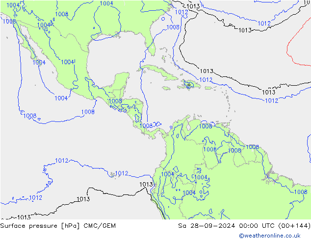 приземное давление CMC/GEM сб 28.09.2024 00 UTC