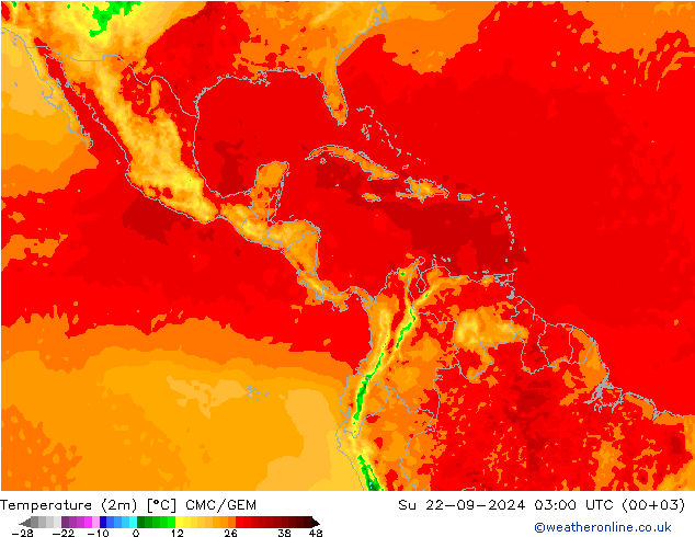 карта температуры CMC/GEM Вс 22.09.2024 03 UTC