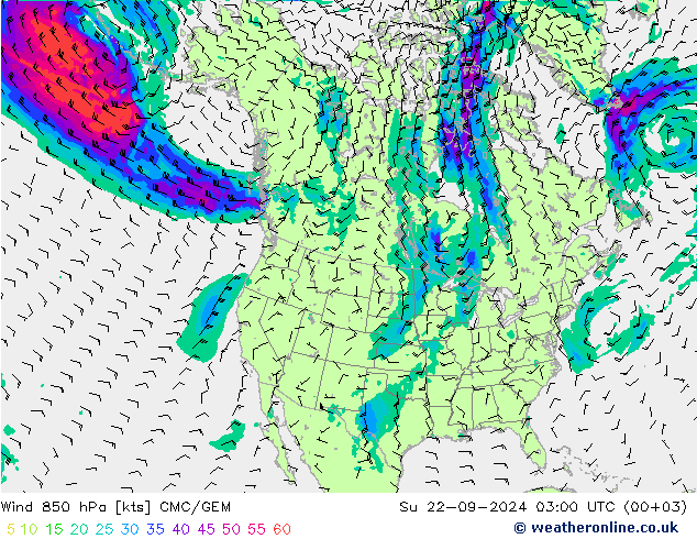 Vento 850 hPa CMC/GEM Dom 22.09.2024 03 UTC