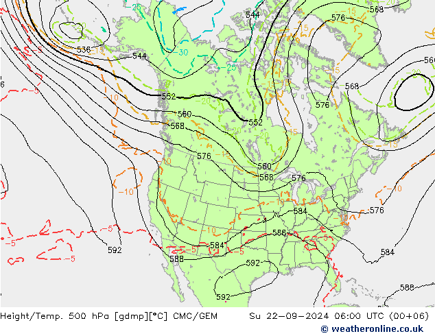 Height/Temp. 500 hPa CMC/GEM Ne 22.09.2024 06 UTC