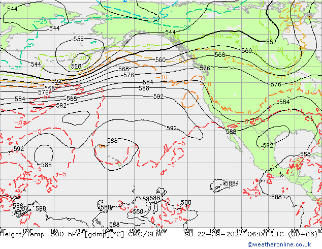 Height/Temp. 500 hPa CMC/GEM So 22.09.2024 06 UTC