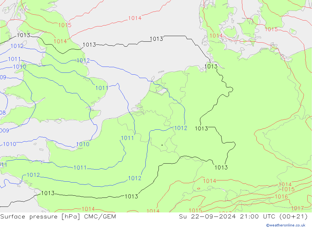 地面气压 CMC/GEM 星期日 22.09.2024 21 UTC