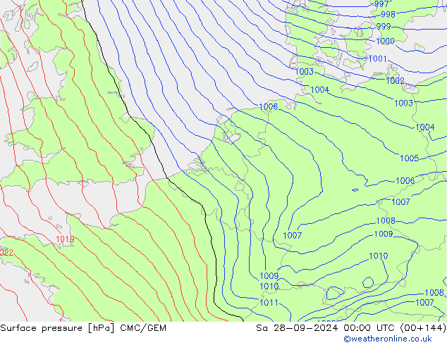 Pressione al suolo CMC/GEM sab 28.09.2024 00 UTC