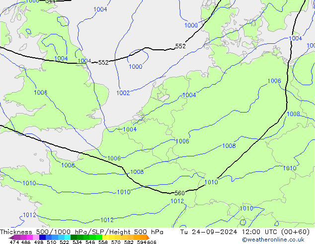 Theta-e 850hPa CMC/GEM Ter 24.09.2024 12 UTC