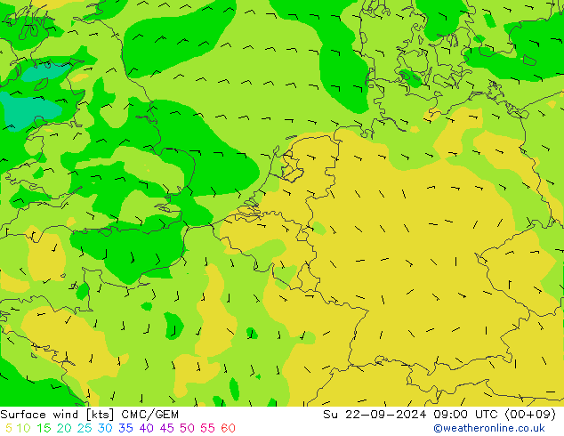 Bodenwind CMC/GEM So 22.09.2024 09 UTC