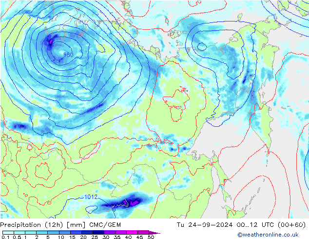 Nied. akkumuliert (12Std) CMC/GEM Di 24.09.2024 12 UTC