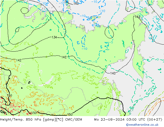 Height/Temp. 850 hPa CMC/GEM Po 23.09.2024 03 UTC