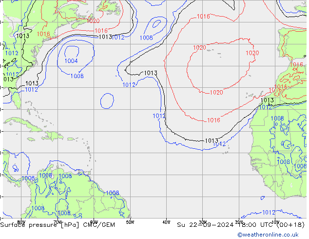 Surface pressure CMC/GEM Su 22.09.2024 18 UTC