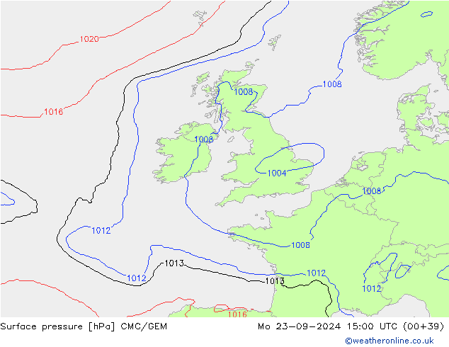 Surface pressure CMC/GEM Mo 23.09.2024 15 UTC