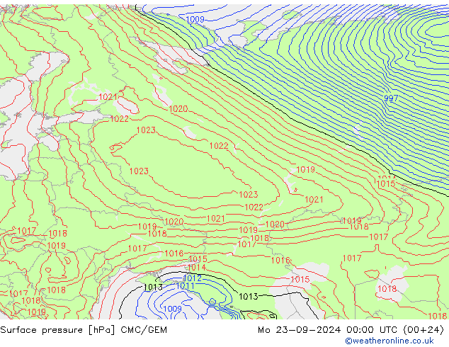 Pressione al suolo CMC/GEM lun 23.09.2024 00 UTC