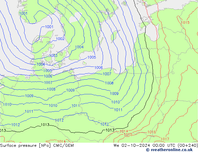 Surface pressure CMC/GEM We 02.10.2024 00 UTC