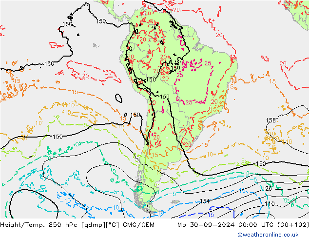 Height/Temp. 850 hPa CMC/GEM Mo 30.09.2024 00 UTC