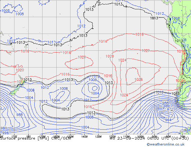 Surface pressure CMC/GEM Mo 23.09.2024 06 UTC