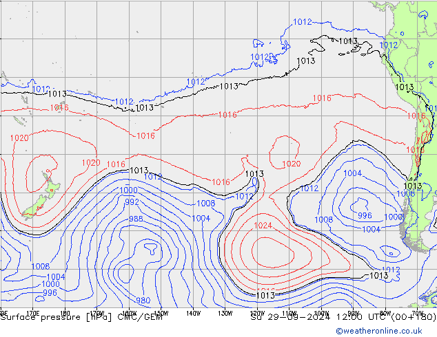 Pressione al suolo CMC/GEM dom 29.09.2024 12 UTC