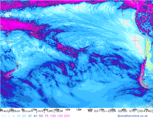 Precipitation accum. CMC/GEM St 02.10.2024 00 UTC