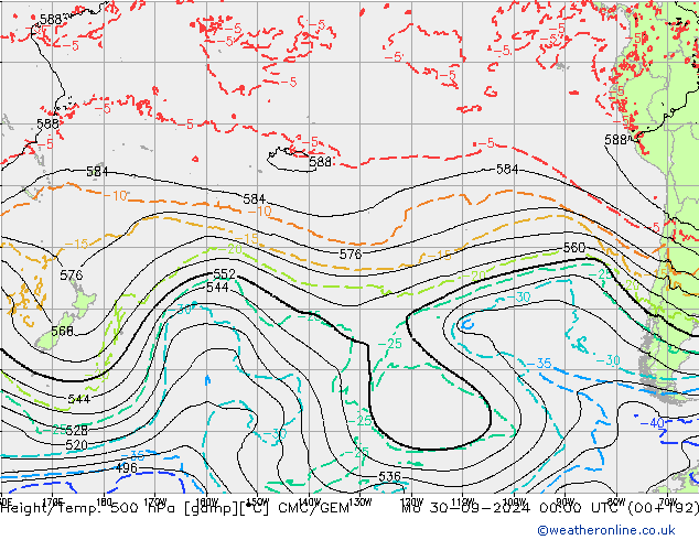 Height/Temp. 500 hPa CMC/GEM Mo 30.09.2024 00 UTC