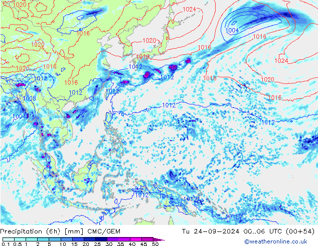 Precipitação (6h) CMC/GEM Ter 24.09.2024 06 UTC