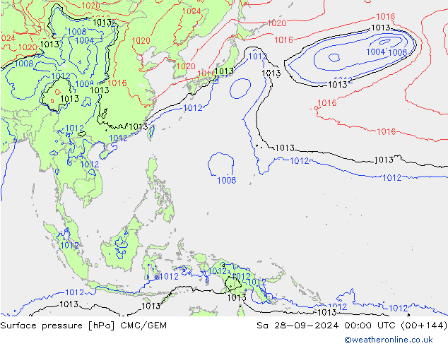 Luchtdruk (Grond) CMC/GEM za 28.09.2024 00 UTC