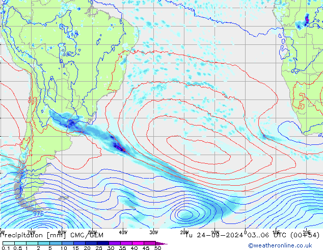 Precipitation CMC/GEM Tu 24.09.2024 06 UTC