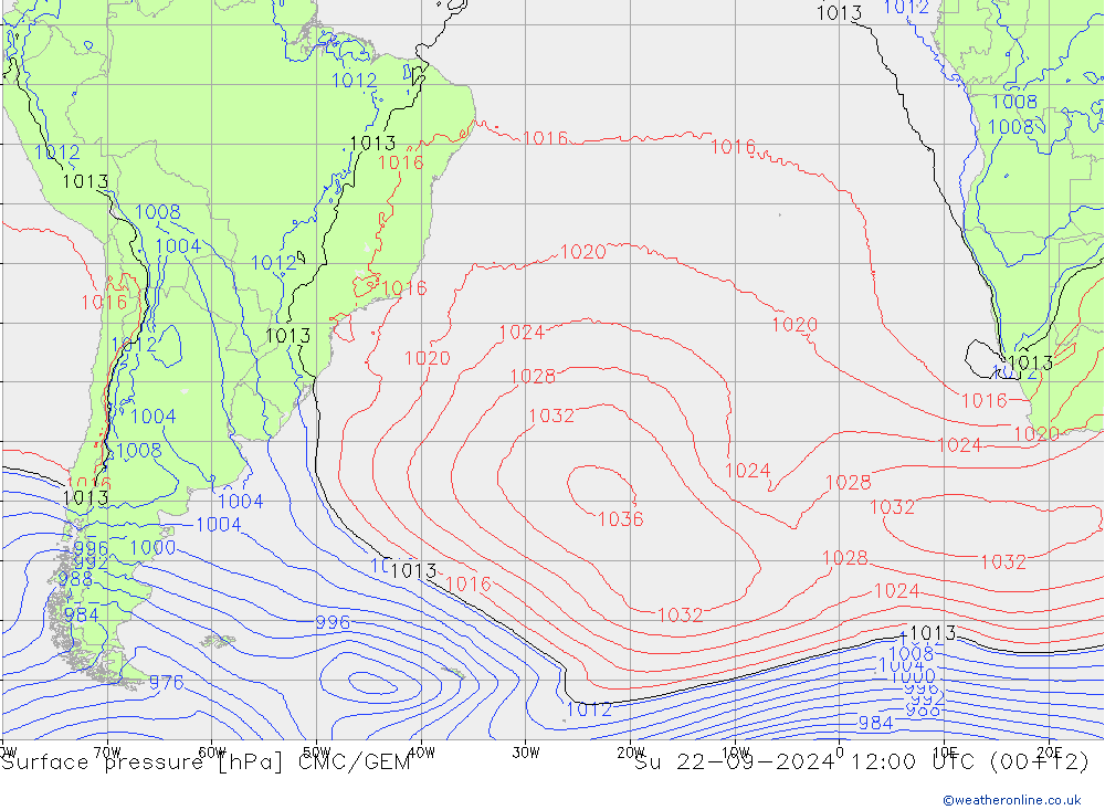 Luchtdruk (Grond) CMC/GEM zo 22.09.2024 12 UTC