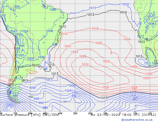 Surface pressure CMC/GEM Mo 23.09.2024 18 UTC