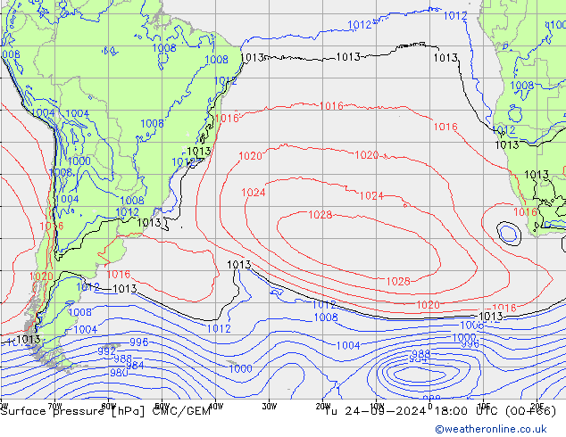 Pressione al suolo CMC/GEM mar 24.09.2024 18 UTC