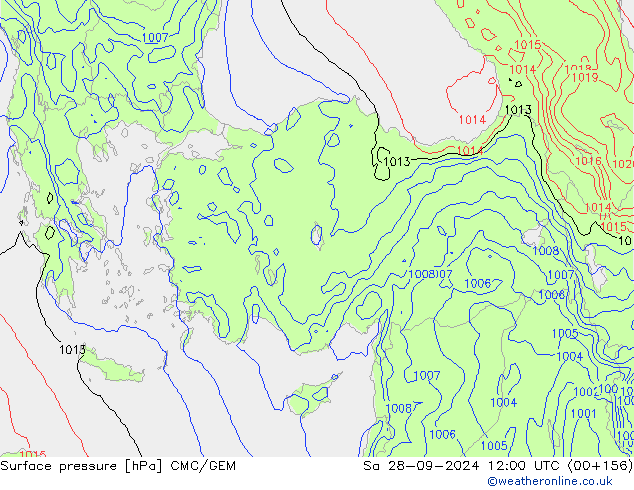 Pressione al suolo CMC/GEM sab 28.09.2024 12 UTC