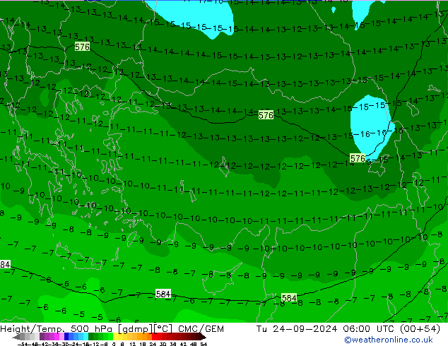 Height/Temp. 500 hPa CMC/GEM Tu 24.09.2024 06 UTC