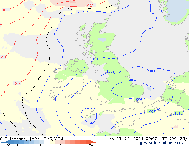 Drucktendenz CMC/GEM Mo 23.09.2024 09 UTC