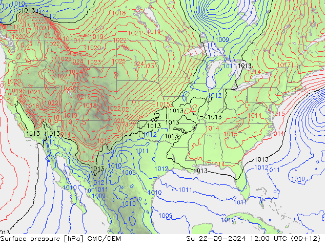 приземное давление CMC/GEM Вс 22.09.2024 12 UTC