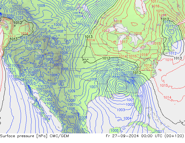 Atmosférický tlak CMC/GEM Pá 27.09.2024 00 UTC