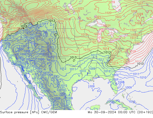 Pressione al suolo CMC/GEM lun 30.09.2024 00 UTC