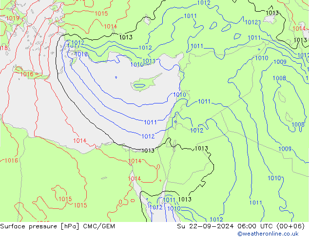 Surface pressure CMC/GEM Su 22.09.2024 06 UTC