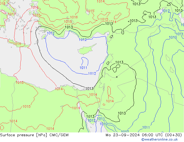 Pressione al suolo CMC/GEM lun 23.09.2024 06 UTC