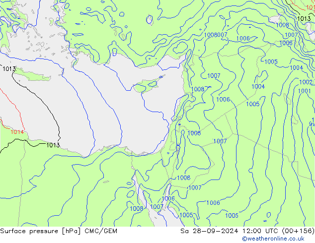 Surface pressure CMC/GEM Sa 28.09.2024 12 UTC