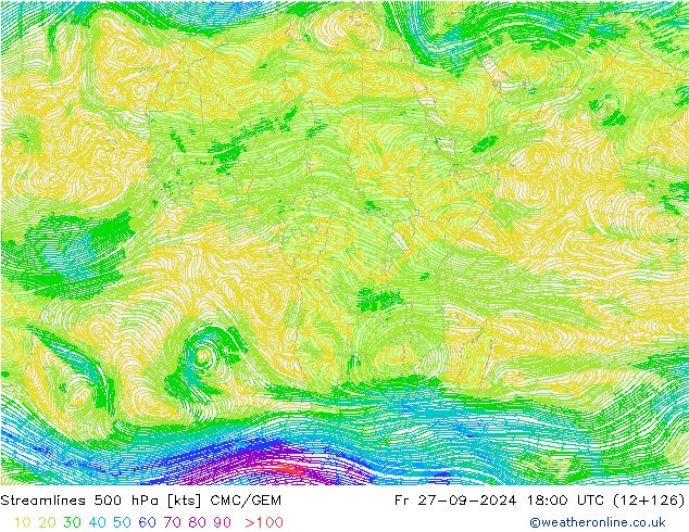 Rüzgar 500 hPa CMC/GEM Cu 27.09.2024 18 UTC