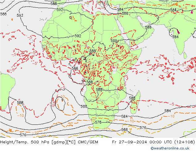 Height/Temp. 500 hPa CMC/GEM  27.09.2024 00 UTC