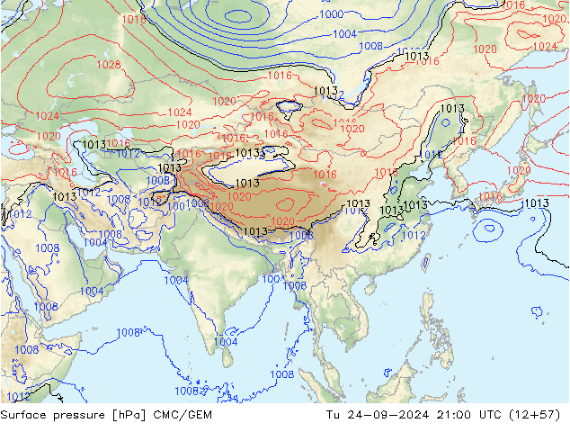 Luchtdruk (Grond) CMC/GEM di 24.09.2024 21 UTC