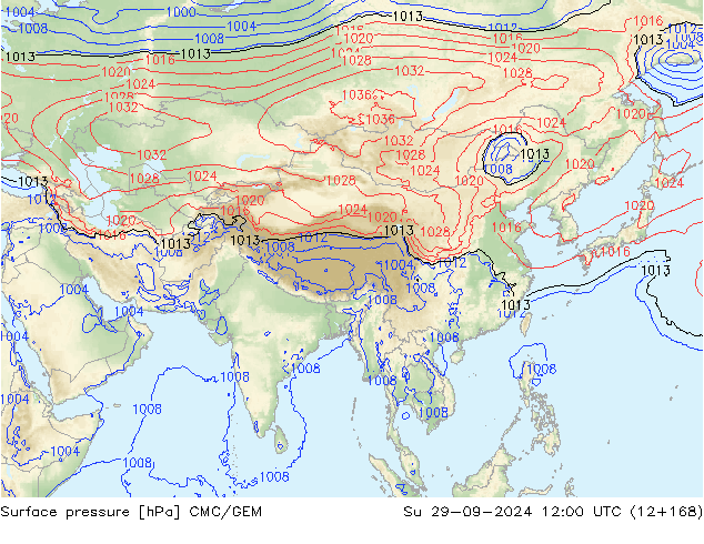 Surface pressure CMC/GEM Su 29.09.2024 12 UTC