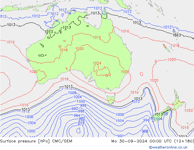 Luchtdruk (Grond) CMC/GEM ma 30.09.2024 00 UTC