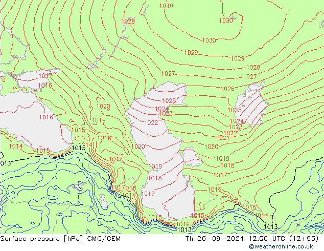 pression de l'air CMC/GEM jeu 26.09.2024 12 UTC