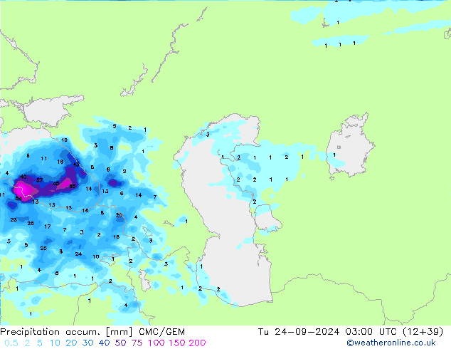 Precipitation accum. CMC/GEM Tu 24.09.2024 03 UTC